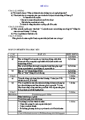 Đề kiểm tra học kì I Ngữ văn lớp 7 - Đề số 4